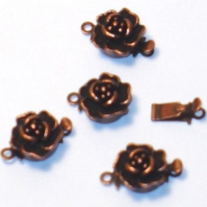10 sets  Antiqued copper plated rose clasp 10mm