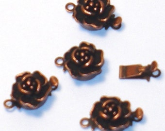 10 sets  Antiqued copper plated rose clasp 10mm