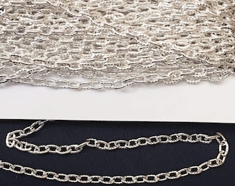 45 ft Silver Plated Texture Cable Chain: Steel Jewelry Making (3X5mm)