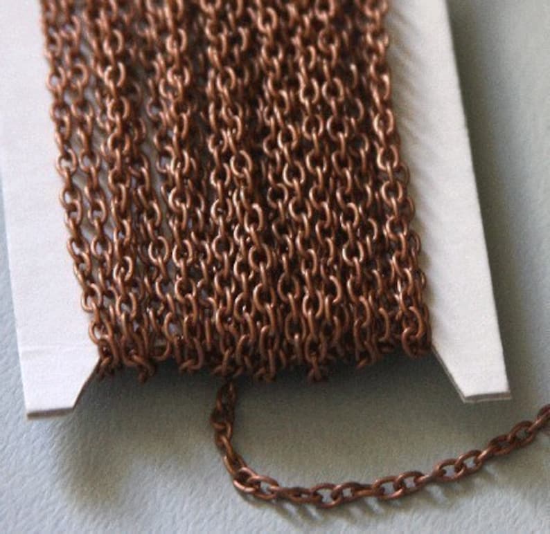 90 ft Antiqued copper round cable chain 2.6X3.9mm unsoldered image 1