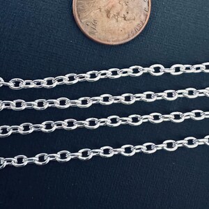 15 ft  Silver Plated round cable chain 2.6X3.9mm unsoldered