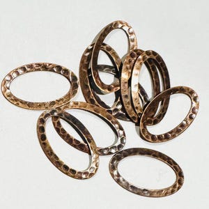 Bulk 100 PCs Antiqued Copper  hammered Oval Links 28X17mm