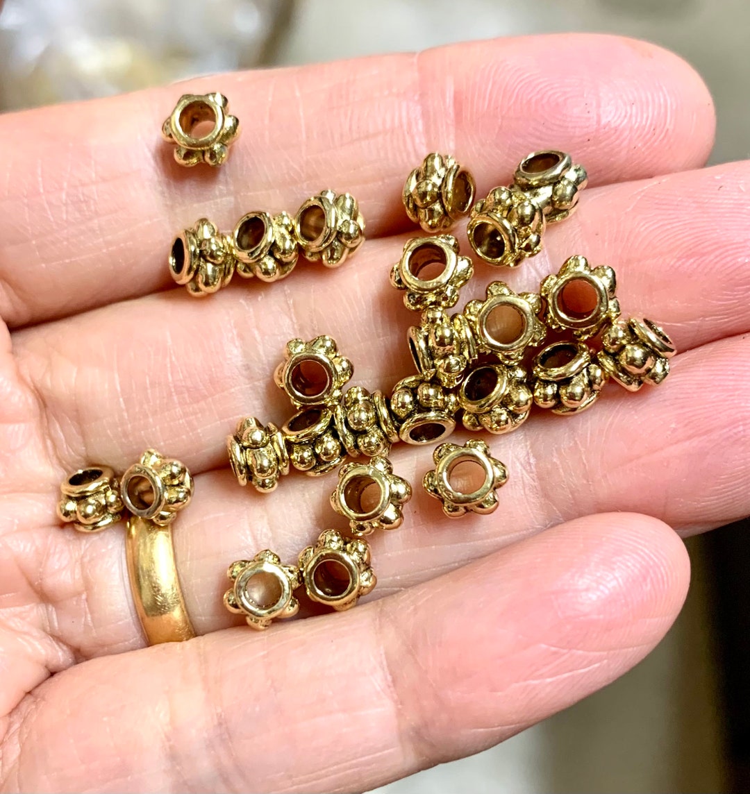 50 Pcs Antique Gold Flower Rondelle Spacer 6x4 Mm - Etsy