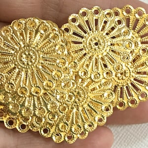 100 pcs of Gold plated steel filigree focal findings 25mm image 1