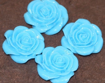 10 cabochon con fiori in acrilico blu -- 22X21 mm
