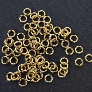 500 Yellow Gold Plated Steel Jumprings - 4mm image 1