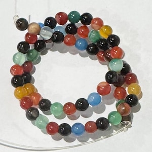 16 in strand  multi color Natural Gemstone round beads 6mm