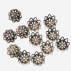 100 pcs  Antiqued  brass  filigree bead caps 12mm