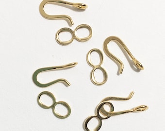 100 pcs gold-plated flat hook-and-eye clasp 19X6mm