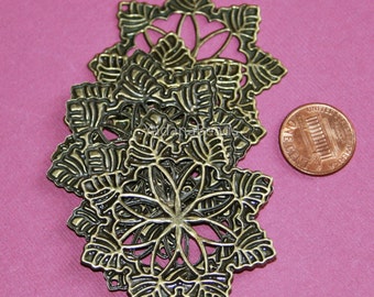 Bulk 60 pcs  Antiqued brass filigree pendant drop 50mm