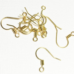 100 pcs  Gold color  fishhook with coil ear wire