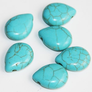 10 pcs Howlite Turquoise teardrop beads 13x18mm image 1