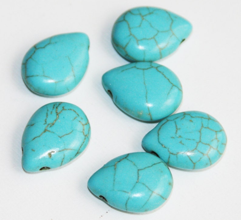 10 pcs Howlite Turquoise teardrop beads 13x18mm image 1