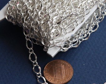 32ft spool  Silver plated hammered chain  soldered chain figure 8  5X8mm