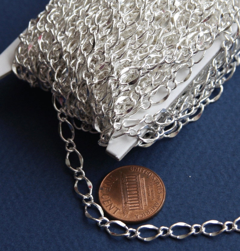 32ft spool Silver plated chain hammered chain soldered chain figure 8 chain 5X8mm image 1