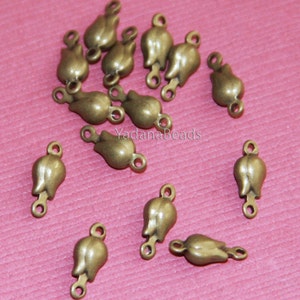 50 pcs  antique brass tulip flower link 10x4mm