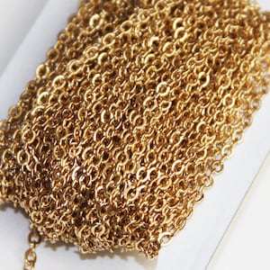 Gold plated flat cable chain 3X3mm  32ft
