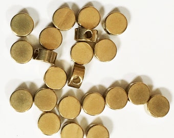 50 pcs  Raw brass flat round beads 6x2.5mm