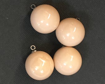 6 pcs  Synthetic Pearlized  round pendant 20x16mm, earring drops, pendant drops, charm drops, Egg Shell color