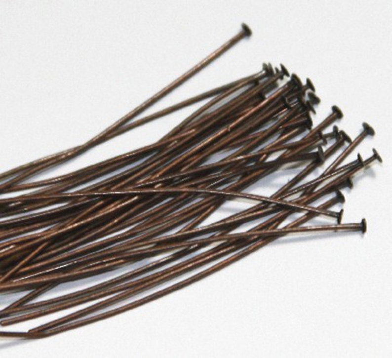 250 pcs Antiqued Copper headpin 2inch long 22 gauge image 1