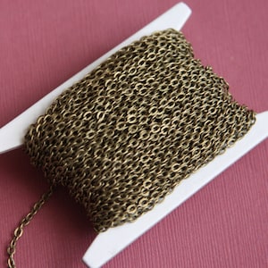 45 ft  antiqued brass over iron flat cable links chain 3X2mm