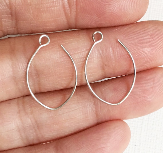 20 Silver plated brass leaf earwire 22X12mm - 22 gauge Hand made in USA