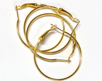 20 pcs  Gold plated steel Earrings Hook 35mm