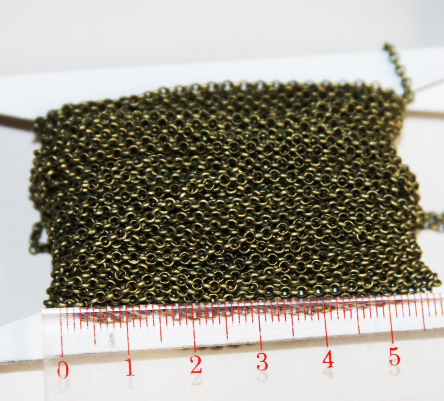 32ft Antique Brass Rollo chain 2mm Solder links, bras coated iron chain, bronze chain