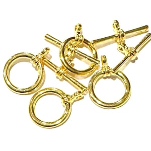 10 Sets Gold Toggle Clasps: Chunky Zinc Alloy Jewelry Findings