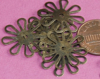 50 PCs Antique brass stamp  flower links 20mm