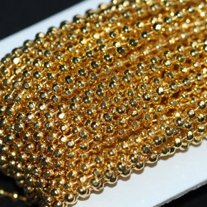 10 ft spool  Gold plated brass faceted ball chain 2.4mm