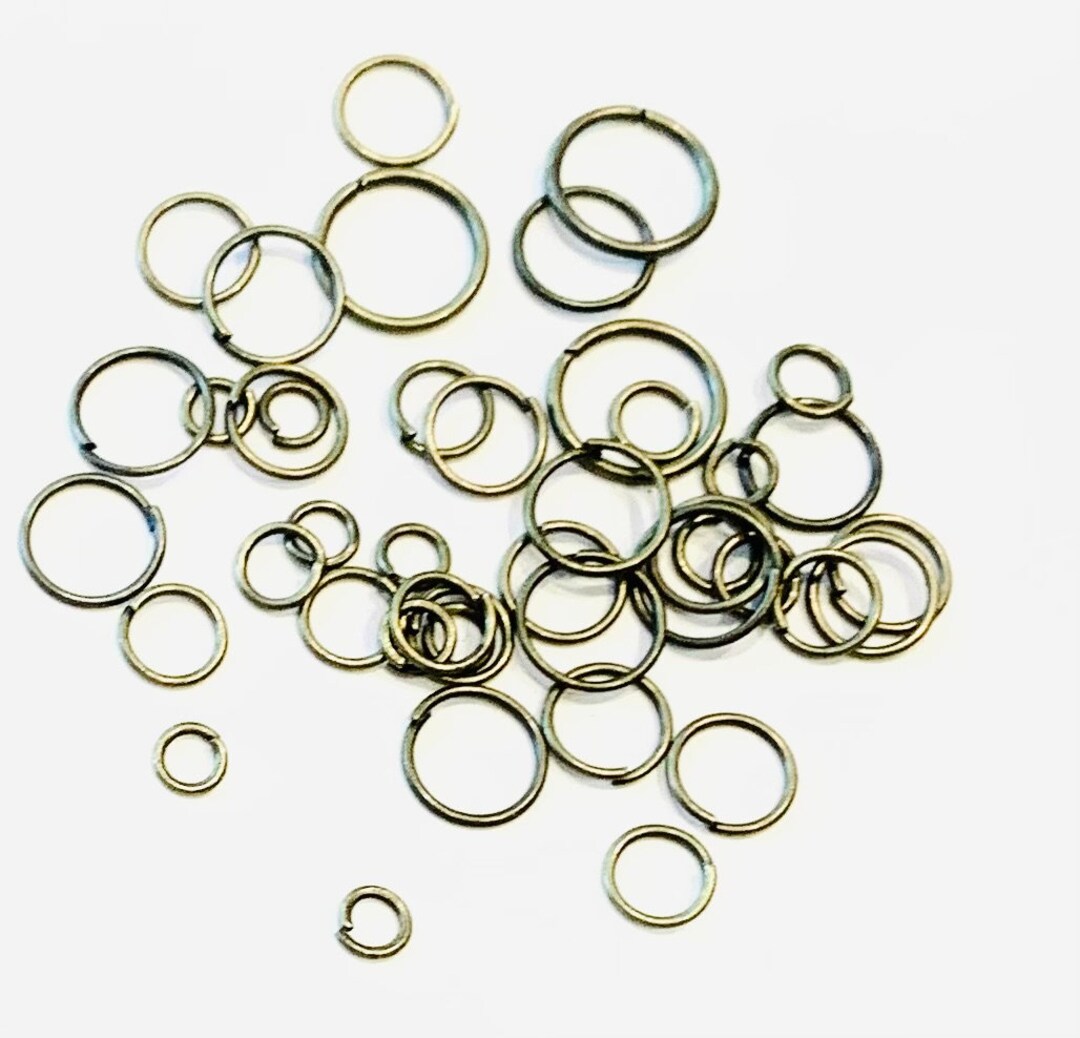 500 Assorted Sizes Antique Brass Color Jump Rings 4mm, 5mm, 6mm,8mm ...