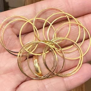 Bulk 60 pcs  Gold color  brass round connector ring 25mm