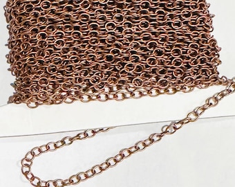 3 meter antieke koperen ronde kabelketting 4 x 5 mm - Gesoldeerde schakels