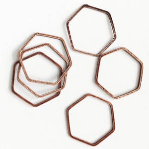 100 Antique Copper Hexagon Connectors: Double Sided Linking, 16x18mm