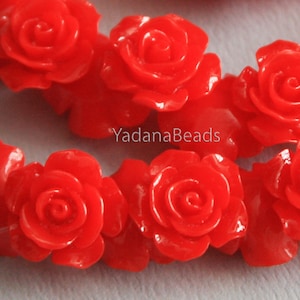 10 Stück Acryl Blumen Perlen 14mm- Rote Farbe