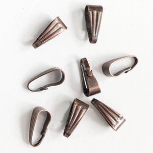 50 Antiqued Copper Snap Bails 9x4mm: Locket Connector