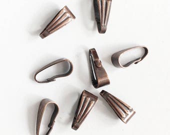 50 pcs of Antiqued copper snap bail 9x4mm, copper snap bail, locket bail , bulk copper bail