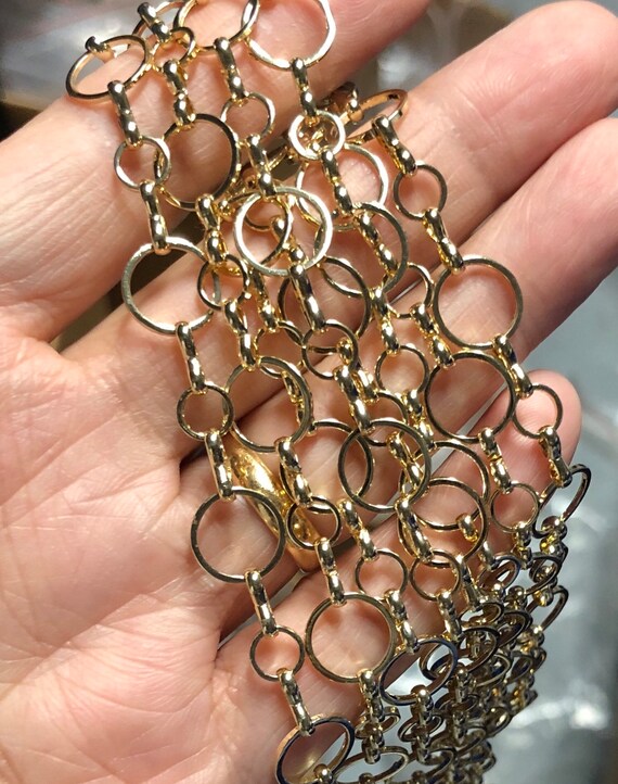 10ft of Antiqued Brass Circle links chain 6mm-10mm