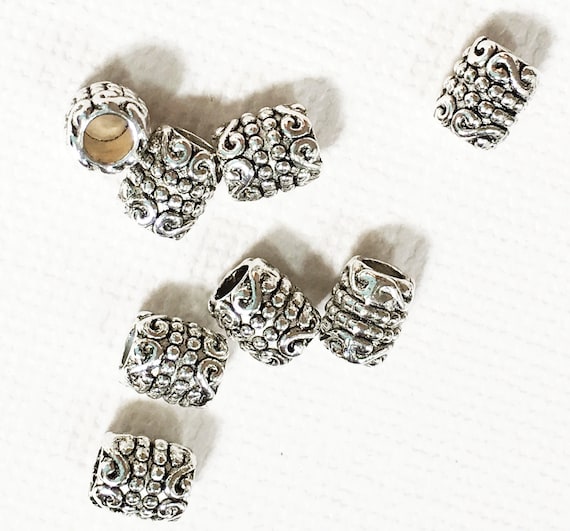 60 Antique Silver Tube Spacer Beads: 6x5mm Zinc Alloy