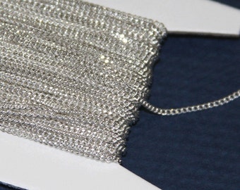 10 ft  Silver plated tiny curb chain - 1.3mm - Soldered links