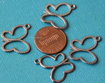 10 pcs  Gunmetal plated butterfly pendant drop 17x19mm