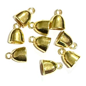 20 Gold Alloy Glue-In End Caps: 13x10mm Jewelry Findings