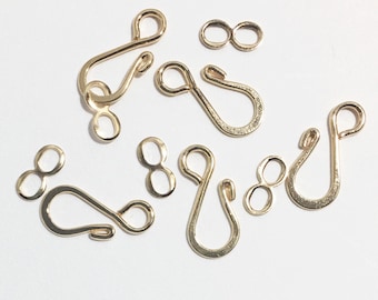 100 sets of gold color flat single wire hook and eye clasp  18X9mm