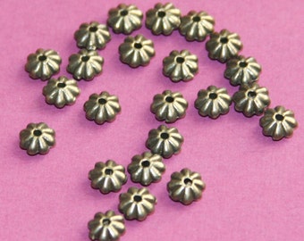 50 pcs  antique brass flower rondelle spacer 6mm