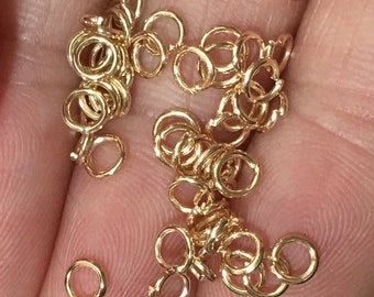 200 pcs of Gold plated jumprings 4mm, open jumprings, light gold jumprings