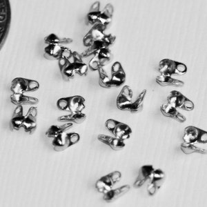 100 Antique Silver Plated Ball Chain Connectors: 4x2mm End Caps