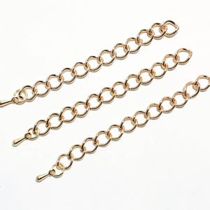 5 pcs  light gold plated extension curb chain, Iron base extender chain with drops