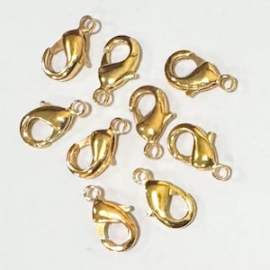 10 pcs   Gold color  lobster clasp 15x8mm