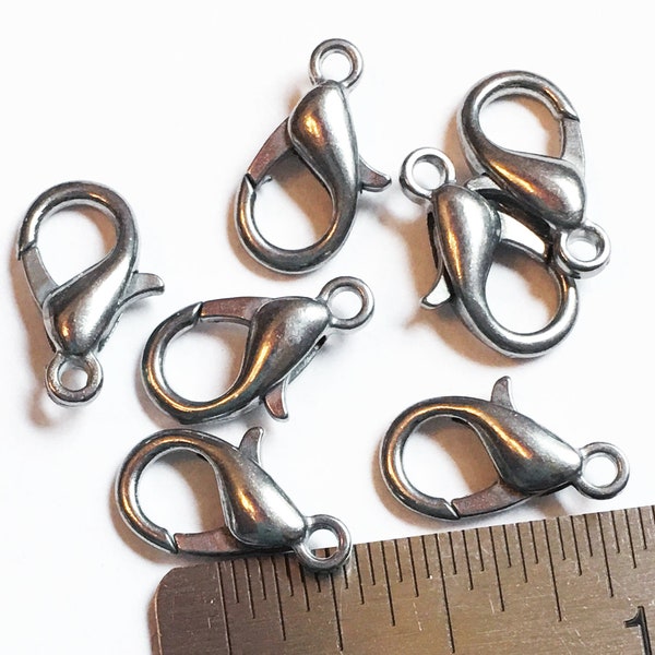 Bulk 100 pcs  Gunmetal alloy  clasp, large lobster clasp 14x8mm, parrot clasps, Gunmetal lobster clasps